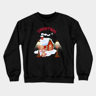 Christmas Deer Sitting under the light Crewneck Sweatshirt